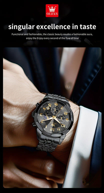 OLEVS Watches For Men Analog Quartz Dress Business Watch Day Date Stainless Steel Classic Casual Luxury Luminous Male Wrist Watches Golden/black/blue/white