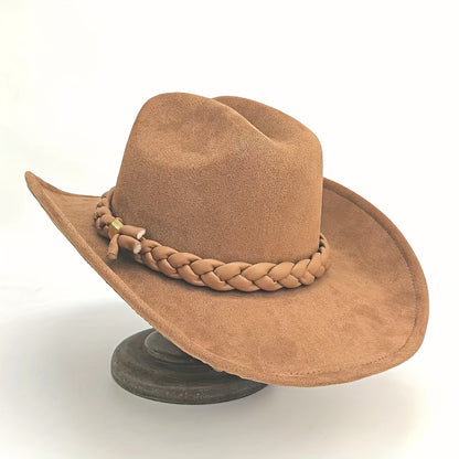 Handcrafted 3-Strand Braided Rope Cowboy Hat - Wide Brim Lightweight Western, Brown All-Season Outdoor Hat for Hiking, Horseback Riding, Durable Rope - Unisex for men & Women (Style 3-Strand)