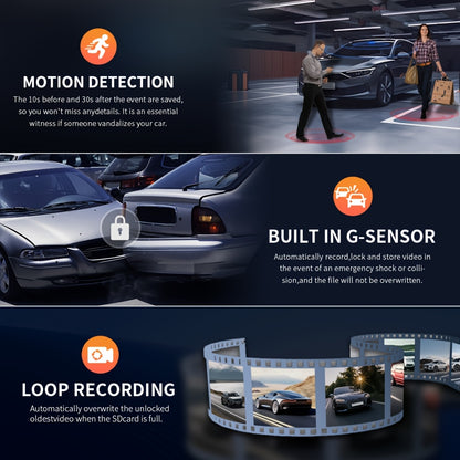 FHD 1080P Front And Rear Dual-Lens Driving Recorder, Car Driving Recorder, Car Camera Infrared Night Vision Function, 170° Wide-Angle Car DVR Camera Loop Video Gravity Sensing Car Dashboard Video Camera, Automotive Parts Tac