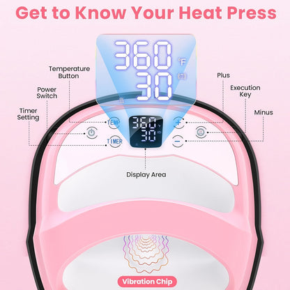Upgraded 12"x10" / 7"x5" Portable T-Shirt Heat Press Machine, Mini Sublimation Printer with Transfer Paper for HTV Vinyl DIY Christmas Gift - Print on Shirts, Hats, Bags, Pillows, Aprons, Mousepads, Masks, Sneakers & Phone Ca