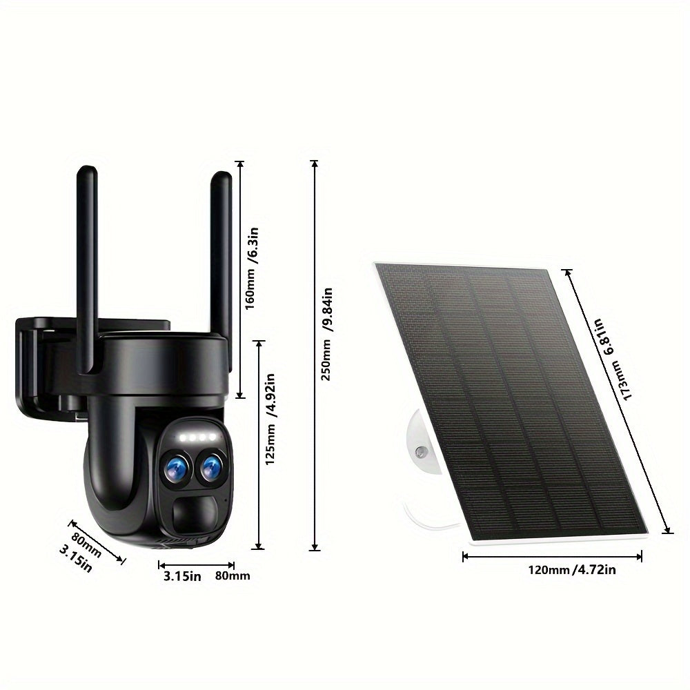 6pcs [10x Zoom] 360-degree Low-power Solar Panel Battery 2K FHD WiFi with Spotlight Alarm, Motion Detection, Color Night Vision, Two-way Audio And IP66Waterproof., Outdoor Surveillance, Smart Home Security, Modern Security, W