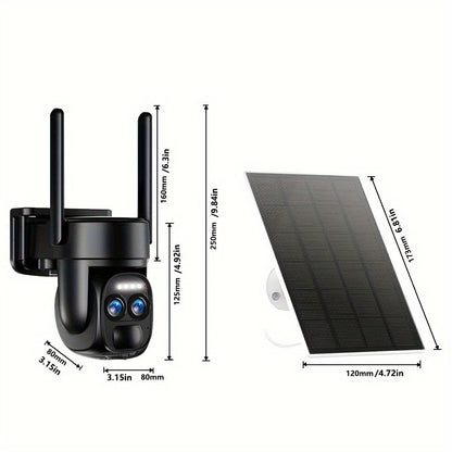 6pcs [10x Zoom] 360-degree Low-power Solar Panel Battery 2K FHD WiFi with Spotlight Alarm, Motion Detection, Color Night Vision, Two-way Audio And IP66Waterproof., Outdoor Surveillance, Smart Home Security, Modern Security, W