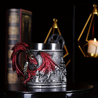 1pc Dragon-Shaped Stainless Steel Coffee Mug, 15.2oz Insulated Reusable Cup with Polka Dots, Hand Wash Only, Multipurpose for Adults, Ideal for Christmas, Halloween, Easter, Hanukkah, Thanksgiving Gifts