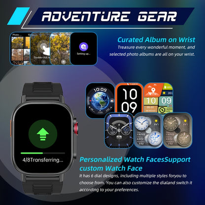 Sports Extra Large Screen GPS Smart Watch, 2.01-inch Outdoor Multifunctional, LED Flashlight, Compass, Barometer, High Quality, HD Wireless Calling, Message Synchronization Reminder, Health Monitoring, Sleep Monitoring, 100+