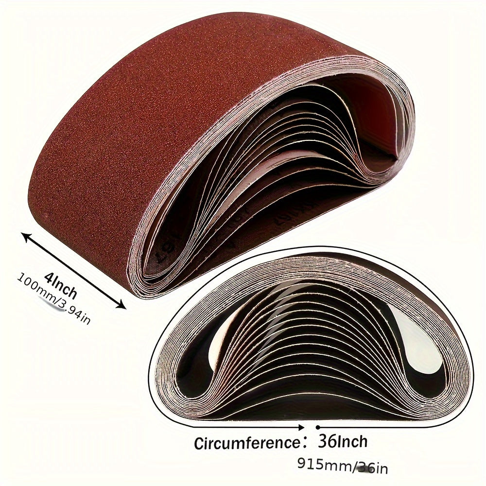 12pcs Sanding Belt Set, 4x36 Inches, Aluminum Oxide Grit 60/80/120/150/240/400, High-Quality Sandpaper Strips with Nylon and Cloth Backing, Suitable for Portable Grinding Tools, All-Season Use. Christmas, Halloween Party Supp