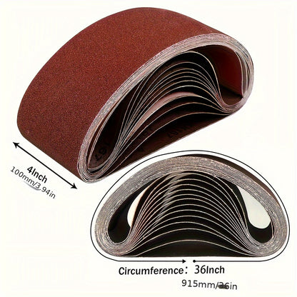 12pcs Sanding Belt Set, 4x36 Inches, Aluminum Oxide Grit 60/80/120/150/240/400, High-Quality Sandpaper Strips with Nylon and Cloth Backing, Suitable for Portable Grinding Tools, All-Season Use. Christmas, Halloween Party Supp