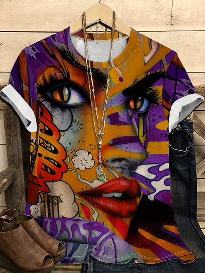 Women's 3D Graphic Print T-Shirt - Casual Crew Neck Short Sleeve Top with Vibrant Colorful Design Perfect for Spring & Summer Ladies T Shirts