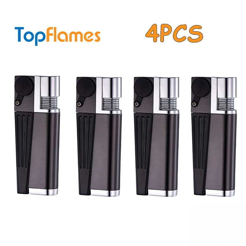 Buy One Get Four Free: 4-pack: 2-in-1 Retro Folding Pipe Lighter, Metal Portable Soft Flame Inflatable Lighter, One-piece Oblique Spray Butane Gas Lighter, Adjustable Flame, Gift for Boyfriend (excluding Butane Gas)