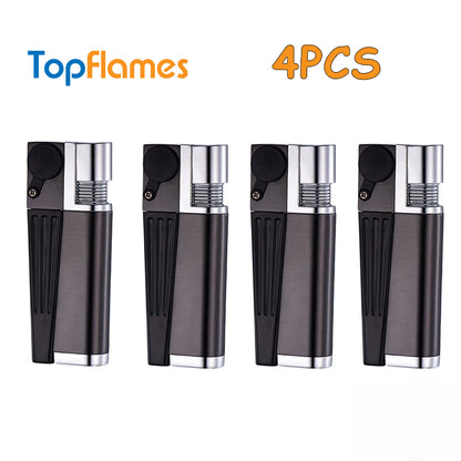 Buy One Get Four Free: 4-pack: 2-in-1 Retro Folding Pipe Lighter, Metal Portable Soft Flame Inflatable Lighter, One-piece Oblique Spray Butane Gas Lighter, Adjustable Flame, Gift for Boyfriend (excluding Butane Gas)