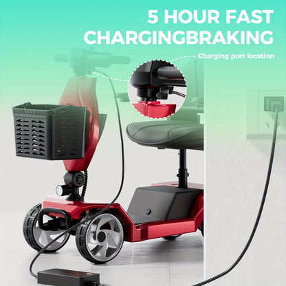 Foldable 4-wheel Electric Scooter, 300lbs Stable Load, 15-mile Durable Range, 250W Motors Climb Powerfully, Foldable To Save Space, Front Practical Basket, Smooth Shopping & Commuting, A Great Helper