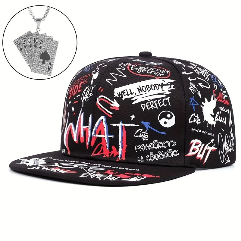 2pcs "one hat and one decorative necklace"Outdoor Men'S Hip Hop Hats and Accessories, Fall/winter Street, Windproof, Warm Hat, Christmas Gift