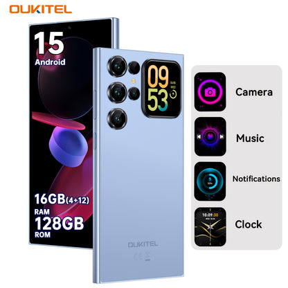 [T-Mobile ]OUKITEL C62 Android 15 Mobile Phone, 16GB + 128GB Globally Unlocked Version, 6.88" 90Hz Display, 1.81" Rear Screen, 5150mAh, 13MP + 5MP/dual SIM Card/fingerprint/facial Recognition, Perfect Festive Gift, Fashionabl