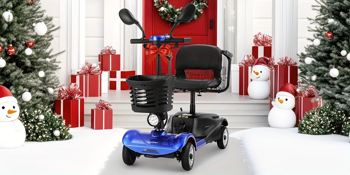 Heavy-Duty 4-Wheel Mobility Scooter For Seniors & Adults - 250W Motor, 14.9-Mile Range, 330LBS Load, 8" All-Terrain Solid Tires, Foldable Lightweight, Dual-Power Battery, Rearview Mirror, Indoor/Outdoor Use, Trunk Storage, Lo