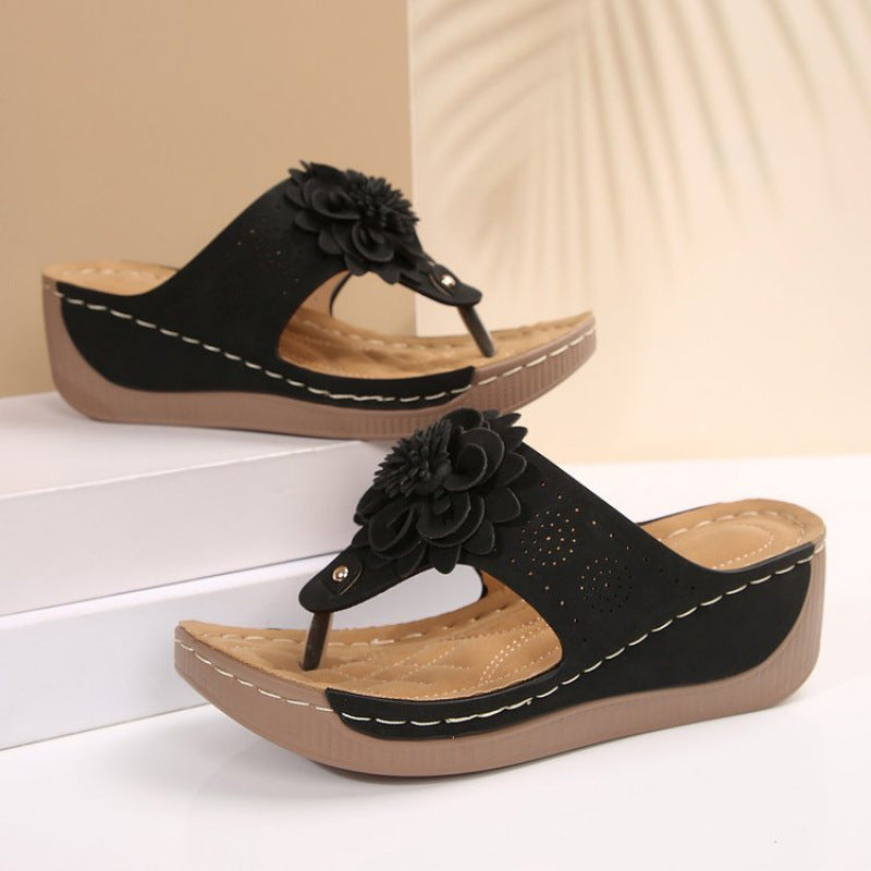Women's Large Size White Faux Cover Slip- Mule - Breathable Arch & Cushioned Insole, Elegant Floral-Adorned Upper with Hand-Stitched Design, Lightweight PU Cover Mid-Heel Comfortable Casual to Formal Shoes for Beach, Office,