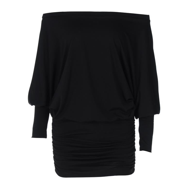 Women'S Sexy Off-the-Shoulder Long Sleeve Mini Dress - Solid Color Sheer Panel Party Clubwear, European & American Inspired Pleated Bandeau Dress for Spring/Autumn, Casual to Night Outfits, 2025 New Arrival (Sexy Off-Shoulder