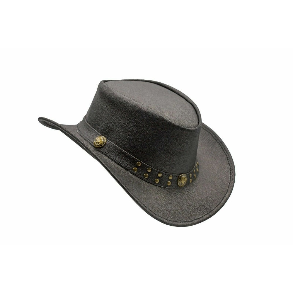 Black Genuine Leather Cowboy Western Hat for Men & Women – Classic Outdoor Ranch Style, Durable Wide-Brim Design for Horseback Riding, Country Events, Travel, Festivals & Daily Wear – Perfect Gift for Winter Season, Chris
