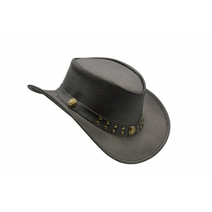 Black Genuine Leather Cowboy Western Hat for Men & Women – Classic Outdoor Ranch Style, Durable Wide-Brim Design for Horseback Riding, Country Events, Travel, Festivals & Daily Wear – Perfect Gift for Winter Season, Chris