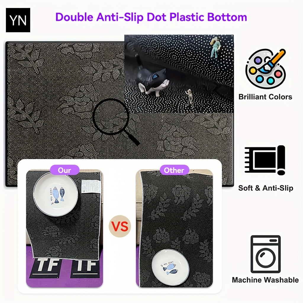 DJ Turntable Design Mat Floor Mat - Heavy-Duty Non-Slip Dance Studio Mat with Machine Washable Surface, Extra Thick 7mm Padding - for Home, Office, Clubs, Parties - Large Area Mat up to 2.16m² - Ideal Music Producer Decor, D