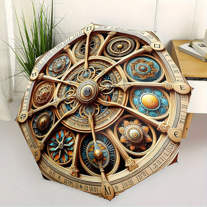 Steampunk Mechanical Clockwork Umbrella with Gears, Dials & Compass - Automatic Opening/ Closing, 8-Rib Compact Travel Umbrella with Chronos/Helios/Astra Dial - All-Season Accessory for Men & Women, Ideal Gift for Steampunk F