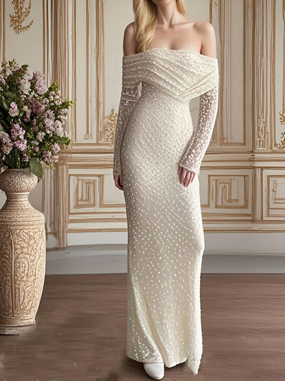 Women's Sexy Strapless Dress Temperament Long Lace Senior Elegant Gowns Dresses