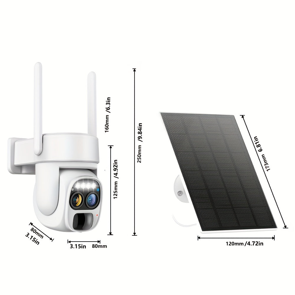 4pcs 360-degree [10x Zoom] Low-power White Solar Panel Battery 2K FHD WiFi With Spotlight Alarm, Motion Detection, Color Night Vision, Two-way Audio And Function.