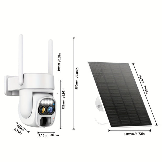 4pcs 360-degree [10x Zoom] Low-power White Solar Panel Battery 2K FHD WiFi With Spotlight Alarm, Motion Detection, Color Night Vision, Two-way Audio And Function.