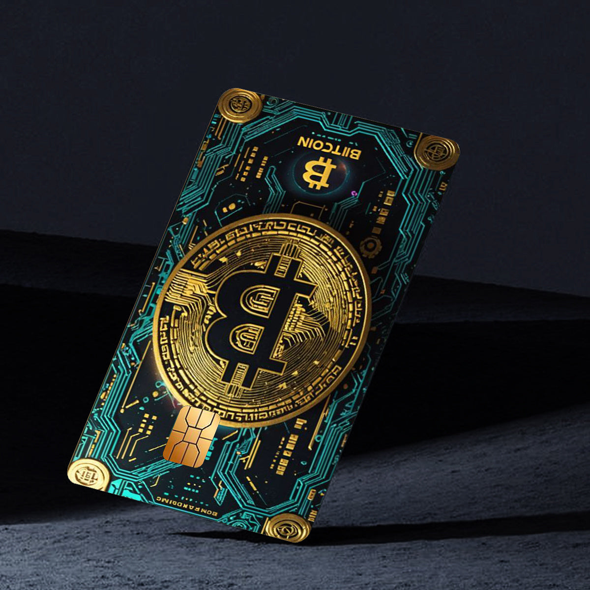 Bitcoin Pattern Sticker Set, Circuit Board Design, Durable Privacy Stickers Made of PVC Material, Suitable for Credit Cards, Transit Cards, Debit Cards, and More, Scratch-Resistant, Removable Self-Adhesive Decorative Card Sti