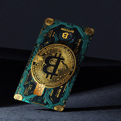 Bitcoin Pattern Sticker Set, Circuit Board Design, Durable Privacy Stickers Made of PVC Material, Suitable for Credit Cards, Transit Cards, Debit Cards, and More, Scratch-Resistant, Removable Self-Adhesive Decorative Card Sti