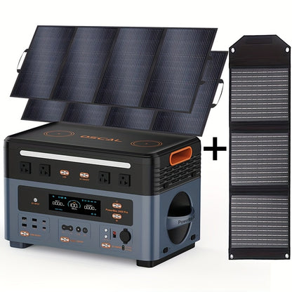 EcoVolt OSCAL PowerMax 2400 Solar Power Station, 2400W Generator with 2x400W Solar Panels Plus A Bonus 30W Solar Panel, Portable Power Solution, Backup Power System, Modular Power Station, Lightweight Design, Highefficiency S