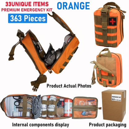 363pcs Portable First Aid Kits, Essential First Aid Kits for Emergencies, Suitable for Families, Cars, Camping, And Hiking, Best for Christmas, Perfect for Thanksgiving, Without Battery