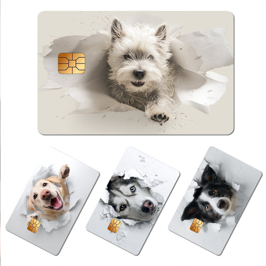 Fun Puppy Pattern Beige - Durable PVC Privacy Protection Stickers, Suitable for Credit Cards, Bank Cards, and Transit Cards, Scratch-Resistant, Fashionable Decorative Accessories and Gifts, Removable Self-Adhesive Decorative