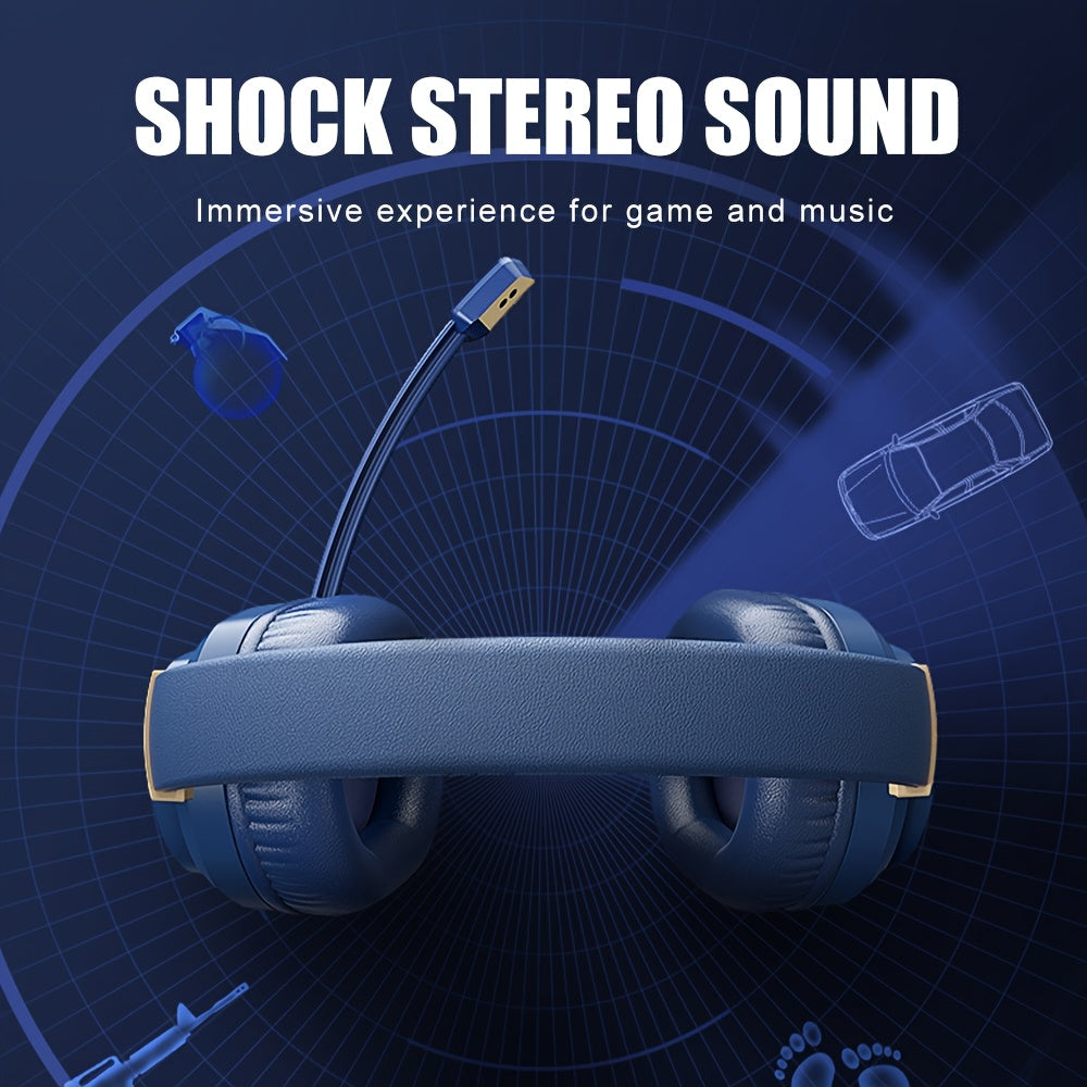 COLUSIBLUE Wired Gaming Headset with Noise-Cancelling Mic, Stereo Bass Surround, Soft Memory Earmuffs for PC, PS4, PS5, One Controller, Volume Control, Condenser Microphone, Non-Waterproof, Plastic Material, Tangle-Free Desig