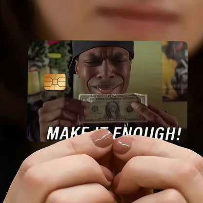 MAKE IT ENOUGH! Fun Waterproof Stickers for Credit Card Beige Covers, Ultra-Thin, High-Quality, Scratch-Resistant, Suitable for Credit Cards, Bank Cards, Bus Cards, Removable Self-Adhesive for Most Cards, Ideal Gift for Frien