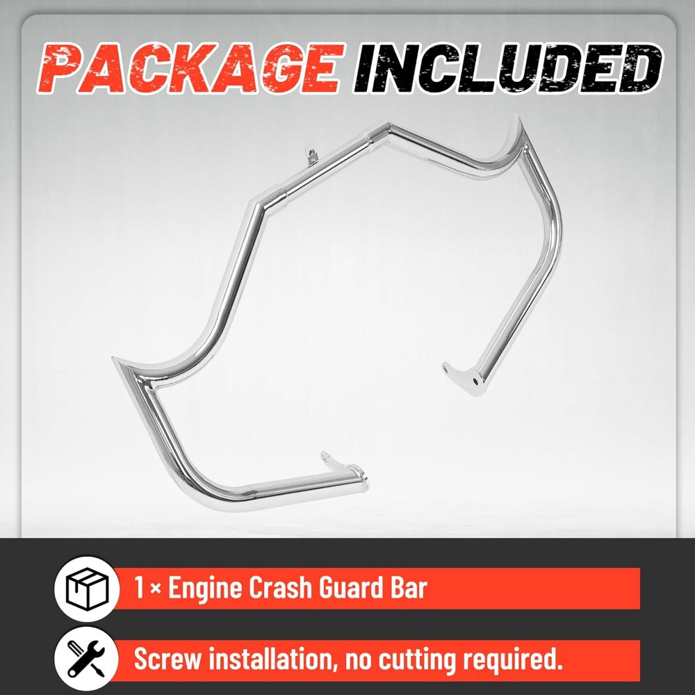 1.5" Engine Guard Crash Bar Compatible with 1997-UP for Harley Davidson Street Glide Electra Glide Road King Replacement for 81013SG14 Steel Silvery