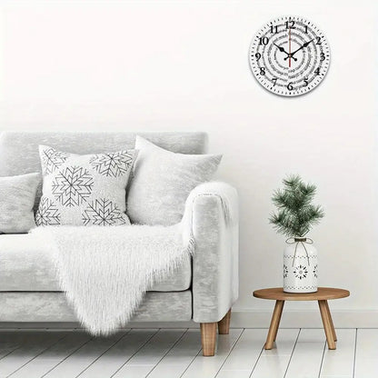 Silent Mechanical Quartz Wall Clock, Roman Numerals and Red Hands- Large Black and White Dial, Black Hands, Golden Center, Artificial Wood Round Clock, Suitable for Living Room, Kitchen, Dormitory- Manual Alarm Clock(AA Batte