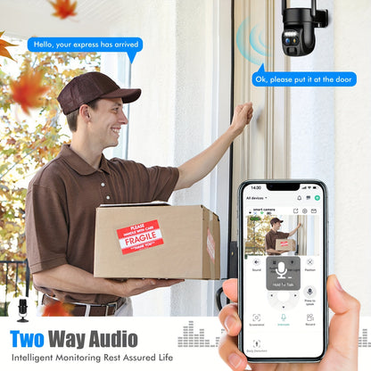 5pcs [10x Zoom] 360-degree Low-power Solar Panel Battery 2K FHD WiFi With Spotlight Alarm, Motion Detection, Color Night Vision, Two-way Audio And.