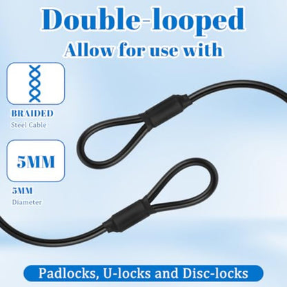 4pcs USCAPTAIN Heavy Duty Stainless Steel & PVC Coated Wire Rope - 12 Inch 0.24" Thick Braided Safety Lanyard with Loop Ends, Cut-Resistant Locking Cable for Outdoor Camping, Travel, Hanging, Secure Binding & Heavy Loads - Du