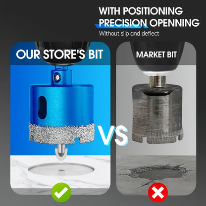 Dual Wet and Dry 18mm-35mm Diamond Hole Saw with Positioning Drill, Blue Surface | Suitable for Glass, Marble, Granite, Stone, and Porcelain, Each Set Includes a Wrench