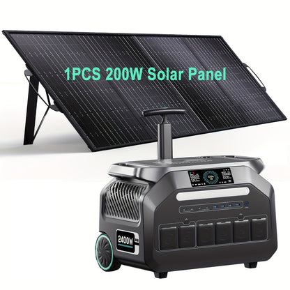 IEE 2400W Portable Power Station P2400 with 1pc 200W Solar Panel, 2048Wh Solar Generator, 1800W AC Charging, AC Outlets X 4, LiFePO4 Battery Power Station for Home Backup, Camping, RV, Emergencies, Portable Power Station with