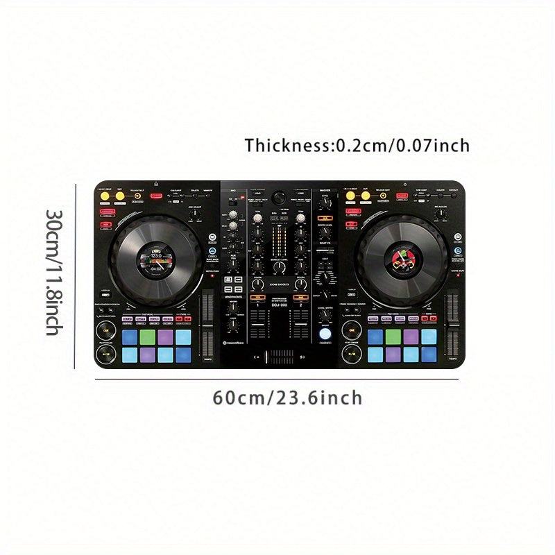 Extra-Large DJ Mixer Gaming Desk Mat - 35.4"x15.7" (90x40cm) Non-Slip Music Production Station with DJ Equipment Layout, Keyboard & Mouse Pad for Home Studio, DAW Control, Ideal Gift for DJs & Music Producers - Vibrant DJ Set