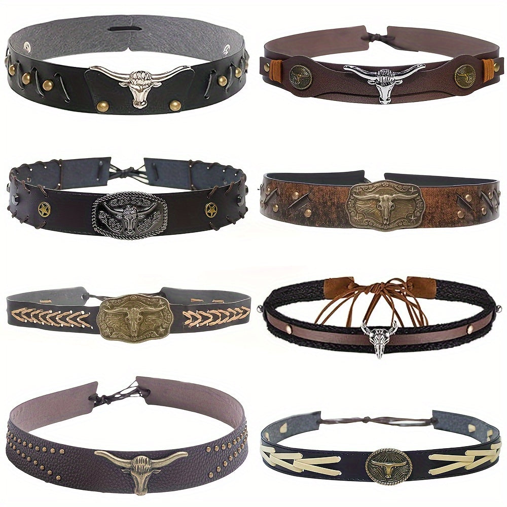 8pcs Stylish Cowboy Hat Accessories with Adjustable Western Braided Straps, Perfect for Men and Women - Outdoor Party & Festival Gift