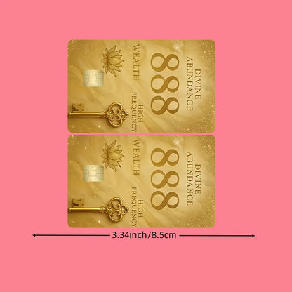 Fun Golden 888 Pattern Waterproof Vinyl Sticker Credit Card Light Beige Cover, Ultra-Thin High-Quality Scratch-Resistant Sticker for Credit Cards, Bank Cards, Transit Cards, Removable Self-Adhesive for Most Cards, Ideal Gift