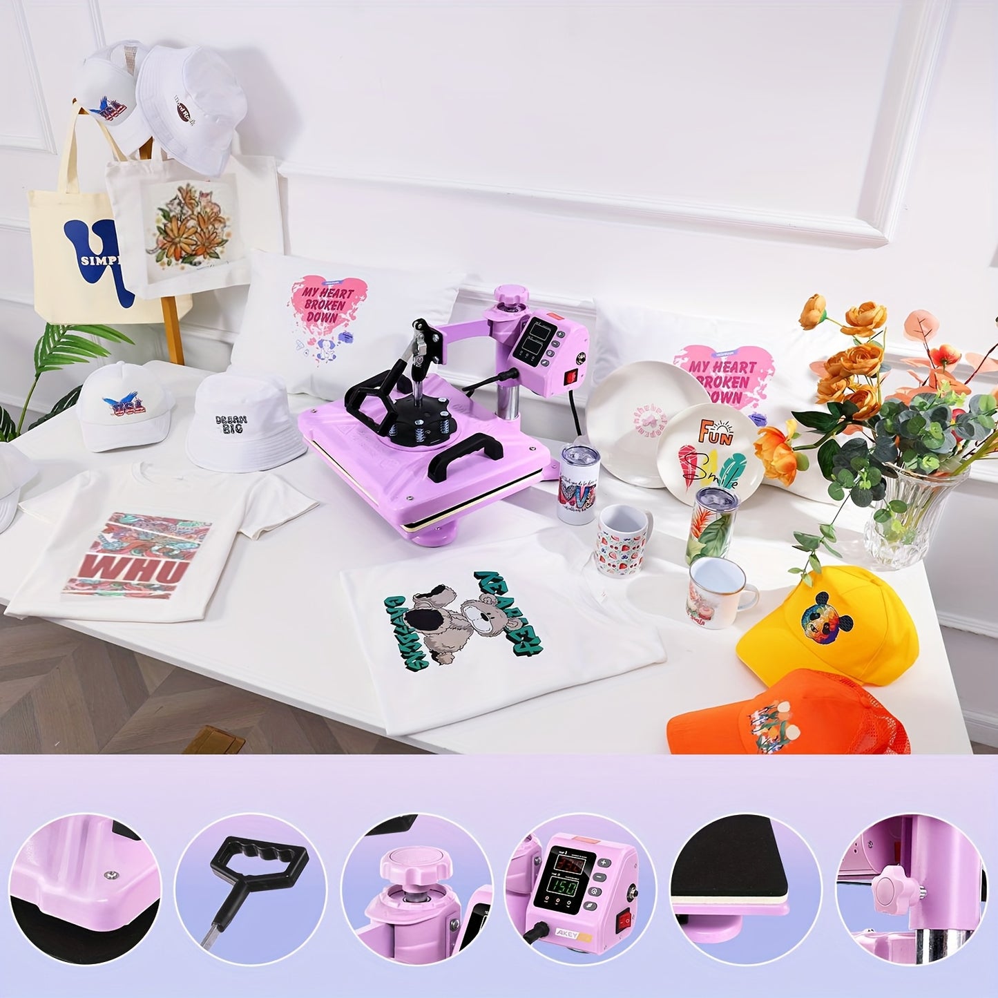 5in 1/8in 1 Hot Press, 15 "x12" T-shirt Press, 360-degree Rotation, Multi-functional Sublimation Hot Press, for T-shirts/cups/LIDS/plates/DIY, Drinkware Personalization, Multi-Surface Printing, Rotary Transfer Press, Multi-Fu
