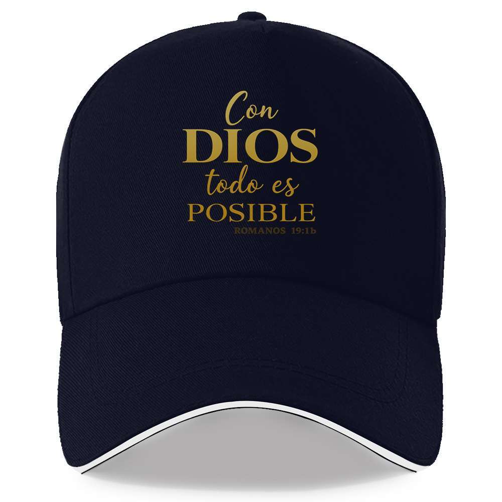 1pc Men's Spanish Inspirational Baseball Cap with Romans 4:17 Bible Verse - Adjustable Snapback, Lightweight Non-Stretch Fabric, Black & Golden Lettering for Running, Gym, Outdoor Sports - Christian Faith Hat for Men