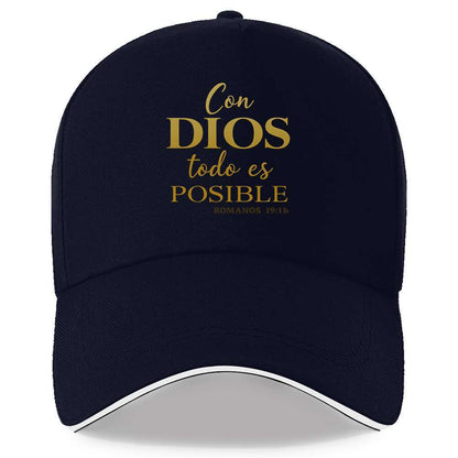1pc Men's Spanish Inspirational Baseball Cap with Romans 4:17 Bible Verse - Adjustable Snapback, Lightweight Non-Stretch Fabric, Black & Golden Lettering for Running, Gym, Outdoor Sports - Christian Faith Hat for Men