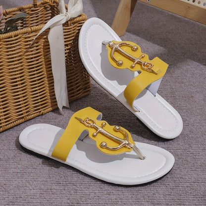 Women's Trendy Slide Sandals, Casual Clip Toe Flat Summer Shoes, Lightweight Slide Sandals