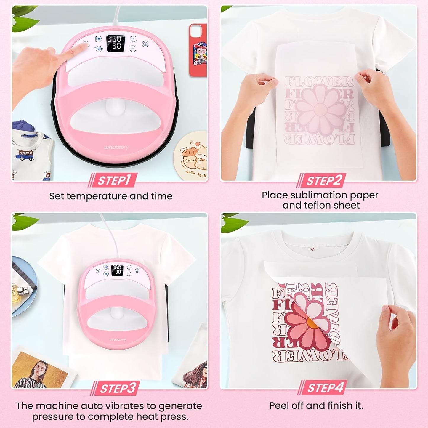 Upgraded 12"x10" / 7"x5" Portable T-Shirt Heat Press Machine, Mini Sublimation Printer with Transfer Paper for HTV Vinyl DIY Christmas Gift - Print on Shirts, Hats, Bags, Pillows, Aprons, Mousepads, Masks, Sneakers & Phone Ca