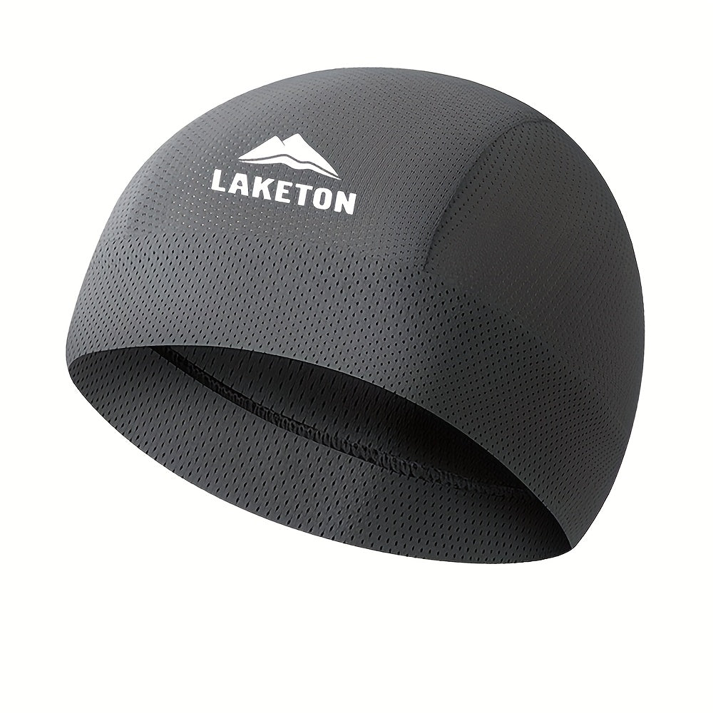3pcs Men'S Lightweight, Breathable Running Caps - High Elastic, Quick-Dry, Moisture-Wicking for Outdoor Sports & Cycling, Black with White Logo, Sports Headgear | Modern Knit Cap | Stretchable Fabric