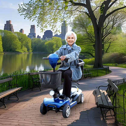 15-Mile Range Electric Mobility Scooter for Adults & Seniors - 250W Motor, 240WH Battery, Foldable 4-Wheel Design, 265LB Capacity, Compact Portable w/Cup Holder - Indoor/Outdoor Use, Electric Scooter for Adults, Indoor Mobili