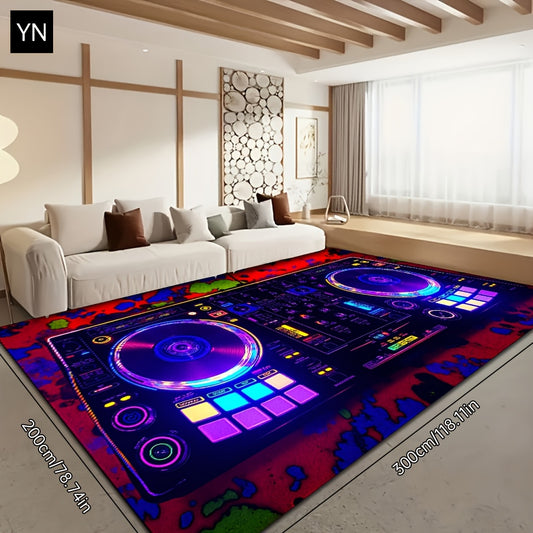 DJ Controller Floor Mat - Heavy-Duty Non-Slip Dance mat with Turntable Design, Machine Washable, Extra Large Recording Studio Mat for Home, Parties, Events - Ideal DJ Gift (800gsm+)